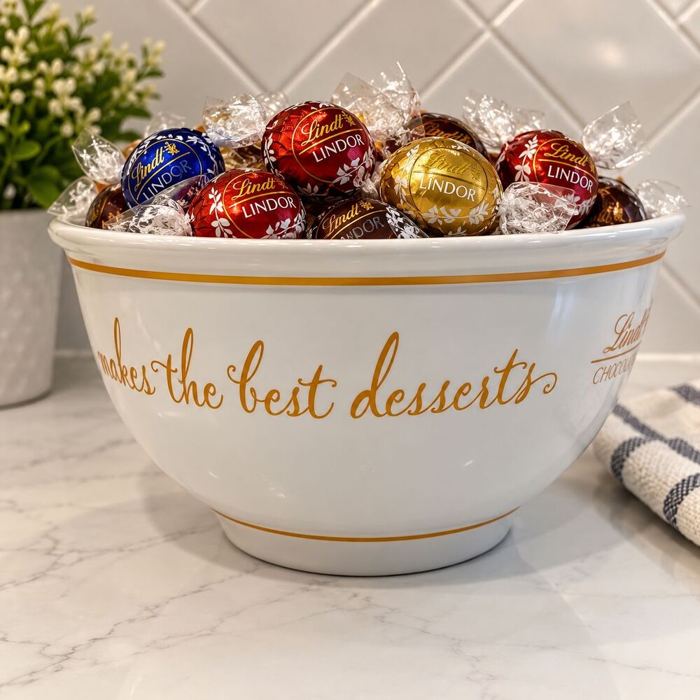 Large Lindt Chocolate Store Display Ceramic Bowl 10.5" x 6" Advertising Candy